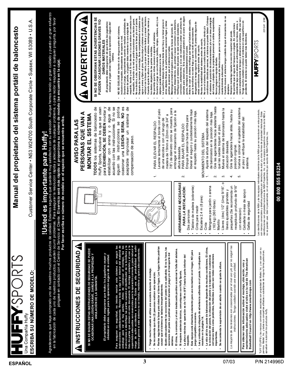 Advertencia, Instrucciones de seguridad, Escriba su número de modelo | Una compañía huffy | Huffy 15 User Manual | Page 3 / 26