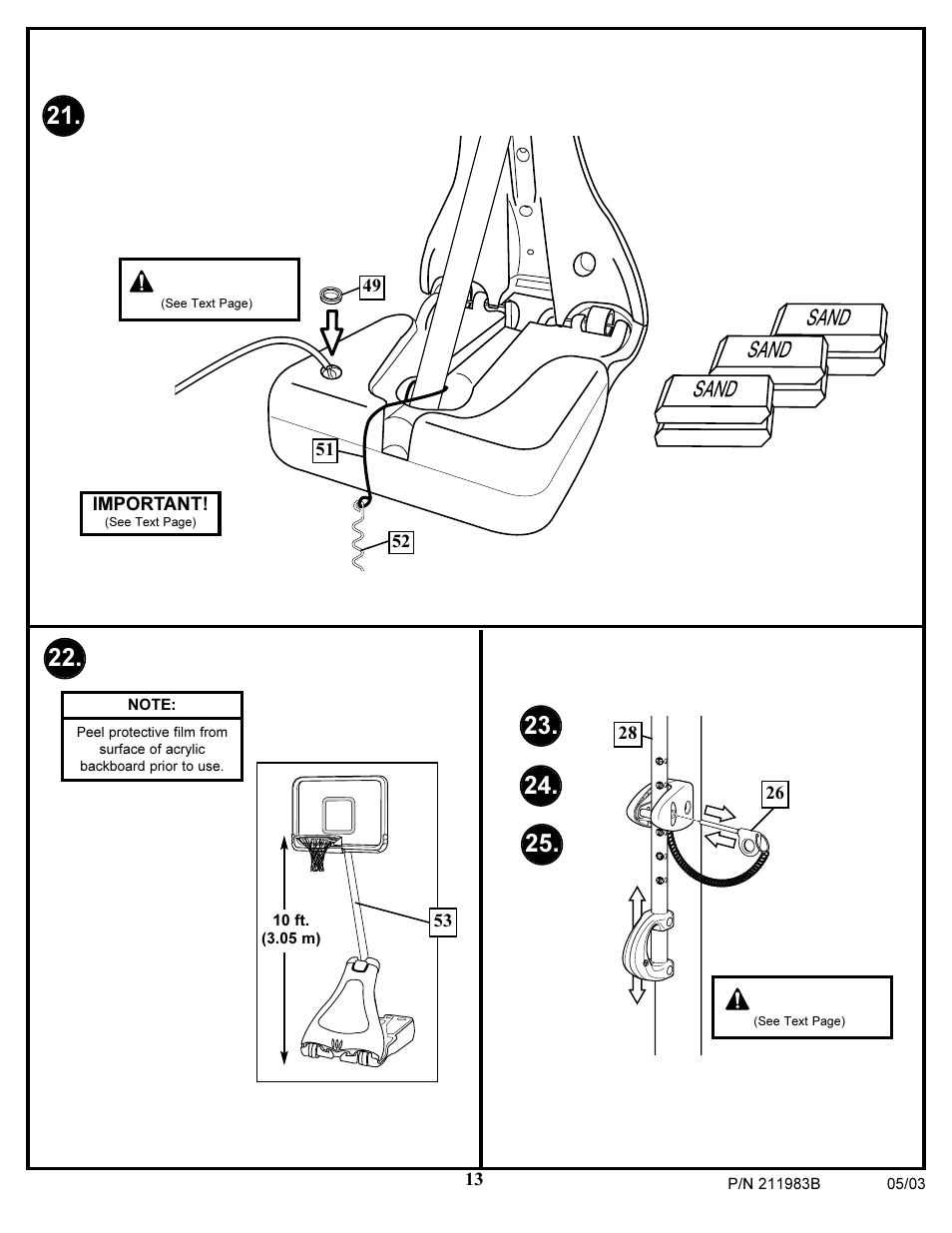 Warning, Ballast | Huffy Basketball User Manual | Page 13 / 13