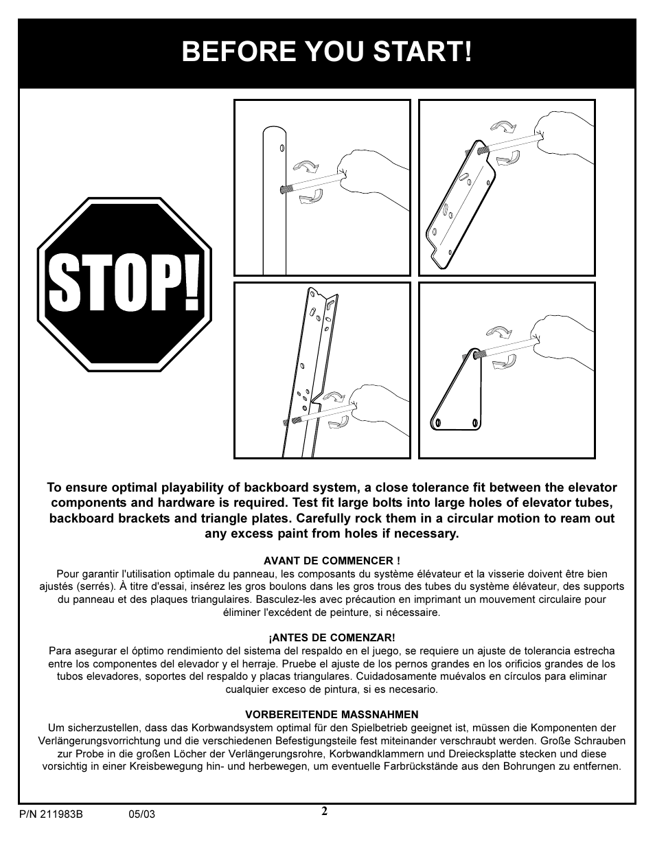 Before you start | Huffy Basketball User Manual | Page 2 / 13