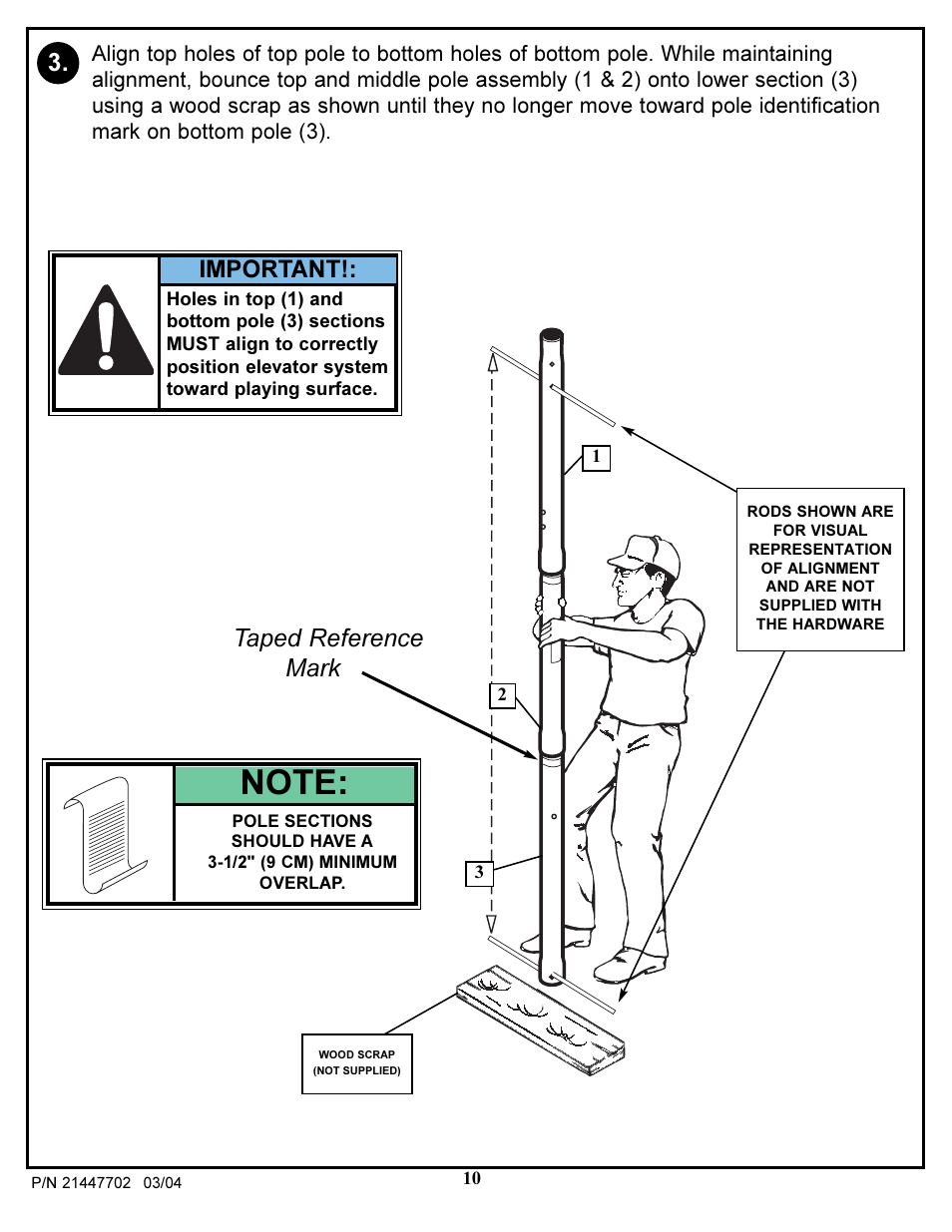 Taped reference mark, Important | Huffy NCS102 User Manual | Page 10 / 55