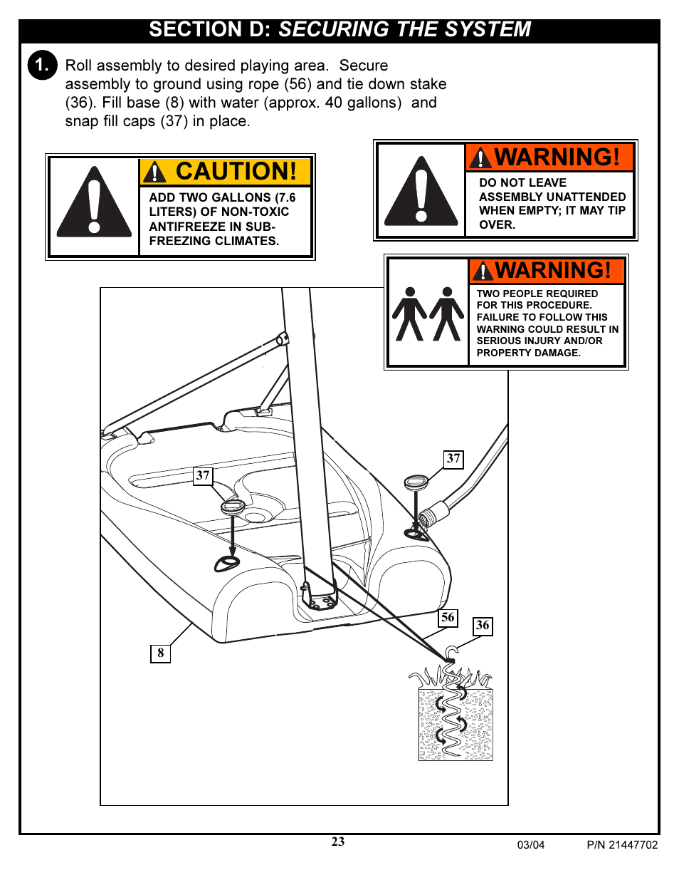 Caution, Warning | Huffy NCS102 User Manual | Page 23 / 55