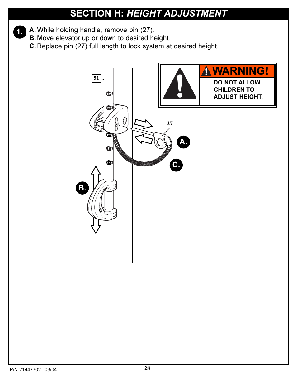 Warning | Huffy NCS102 User Manual | Page 28 / 55