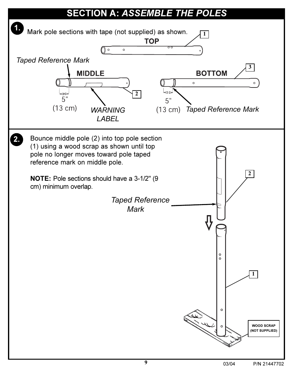 Taped reference mark | Huffy NCS102 User Manual | Page 9 / 55