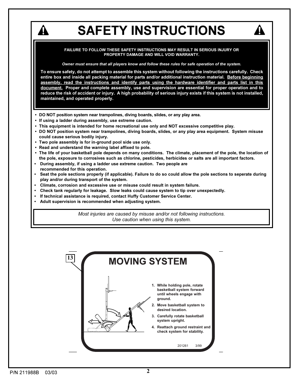 Safety instructions, Moving system | Huffy PROTEA 4.24C User Manual | Page 2 / 16