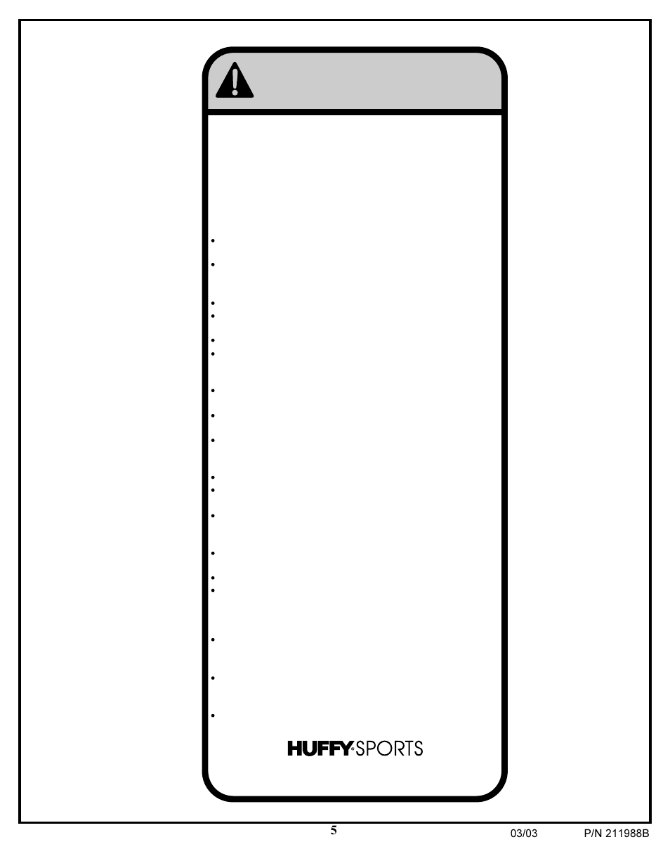 Warning | Huffy PROTEA 4.24C User Manual | Page 5 / 16