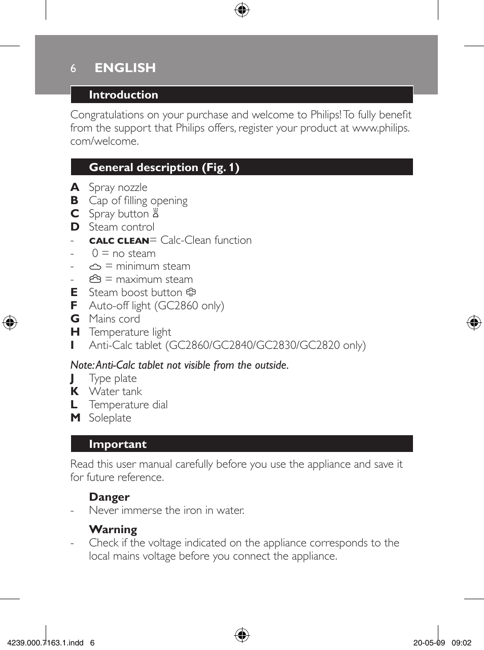 Philips GC2805 User Manual | Page 6 / 208