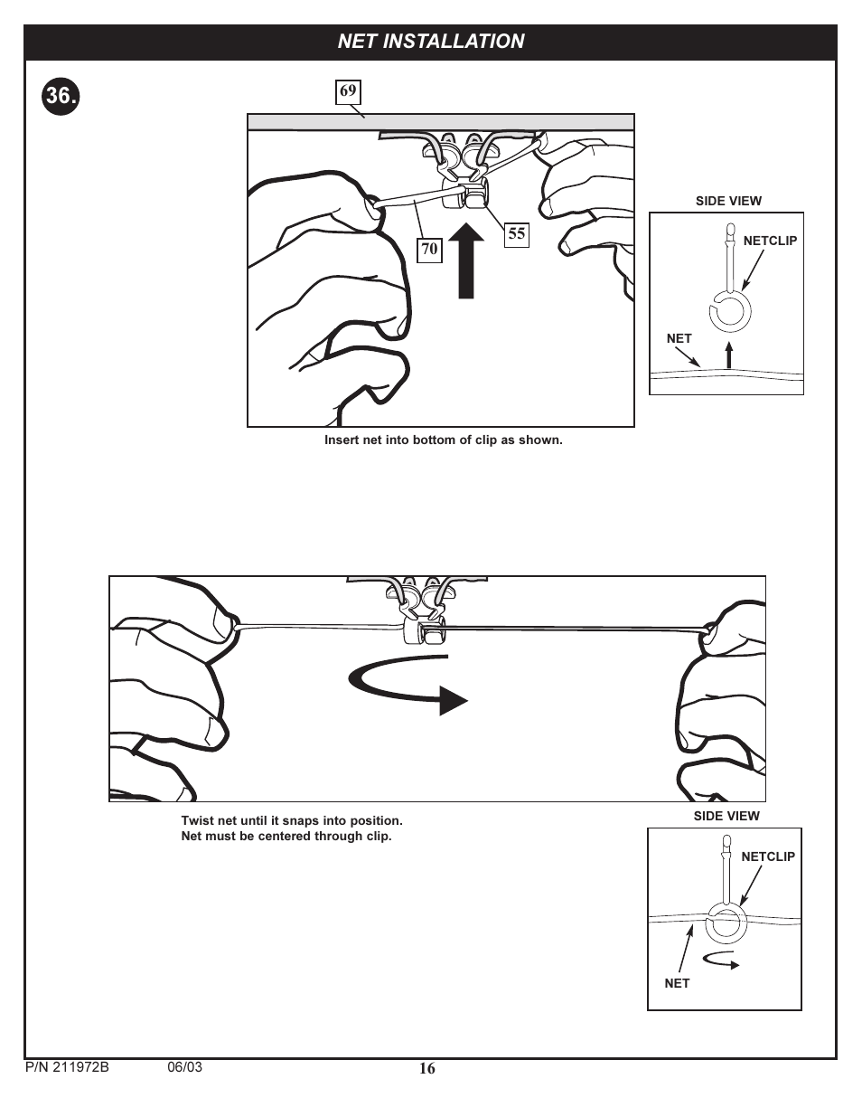 Net installation | Huffy 211972B User Manual | Page 16 / 16
