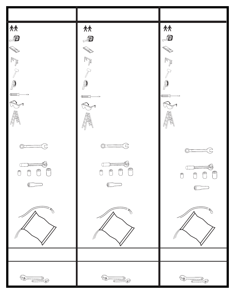 Outils et matériel requis, Outils et matériel facultatifs, Benötigte werkzeuge und materialien | Weitere nützliche werkzeuge und materialien, Herramientas y materiales requeridos, Herramientas y materiales opcionales | Huffy N5-101 User Manual | Page 3 / 49