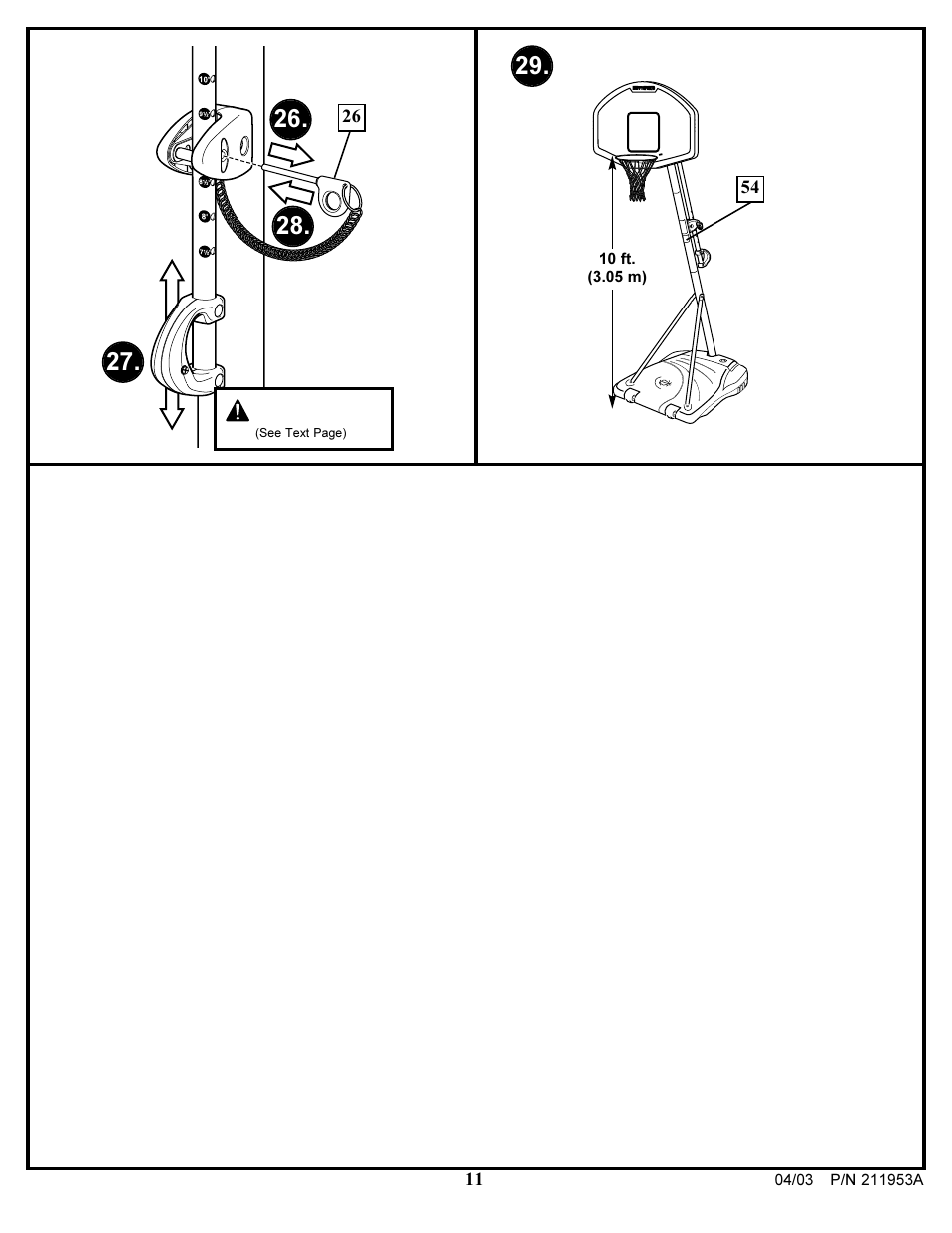 Warning | Huffy ortable Basketball System User Manual | Page 11 / 13