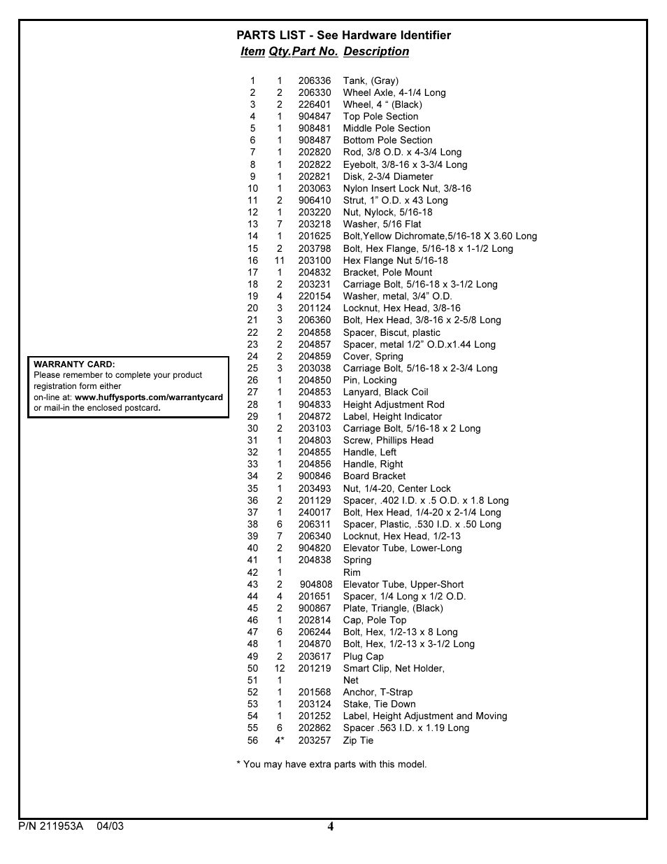 Huffy ortable Basketball System User Manual | Page 4 / 13