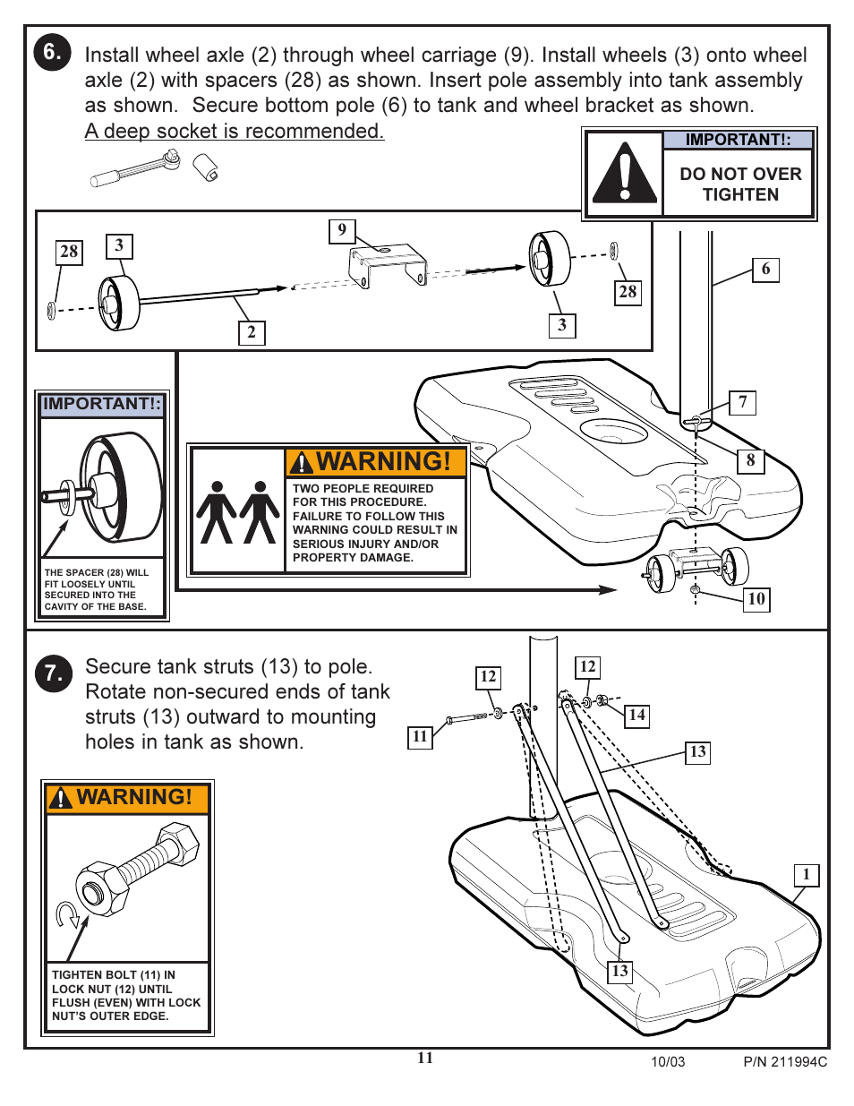 Warning | Huffy 1332G User Manual | Page 11 / 18