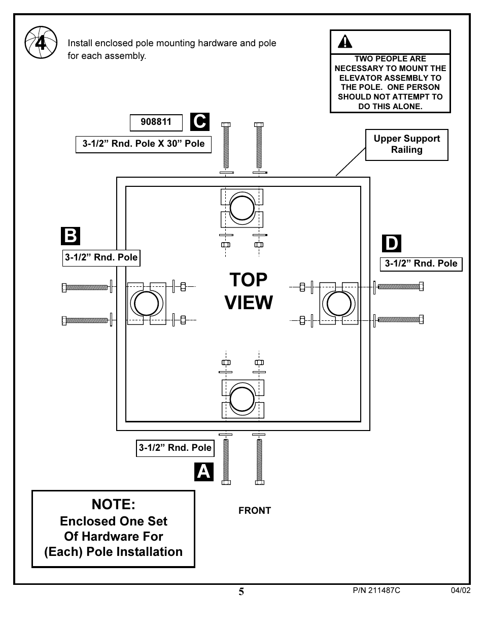 Top view, Ab c, Warning | Huffy 89780 User Manual | Page 5 / 8