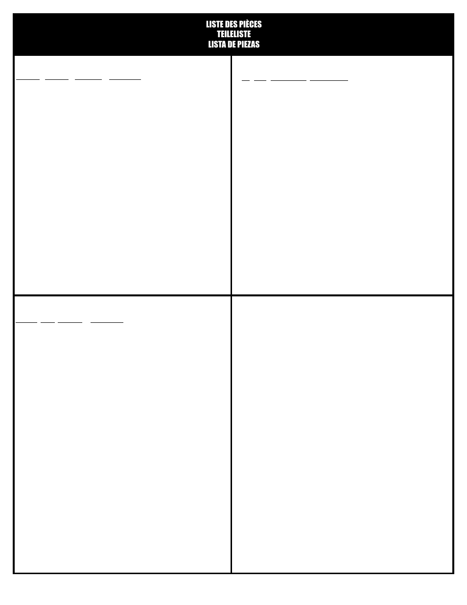 Liste des pièces teileliste lista de piezas, Français deutsch español | Huffy M790074 User Manual | Page 23 / 41