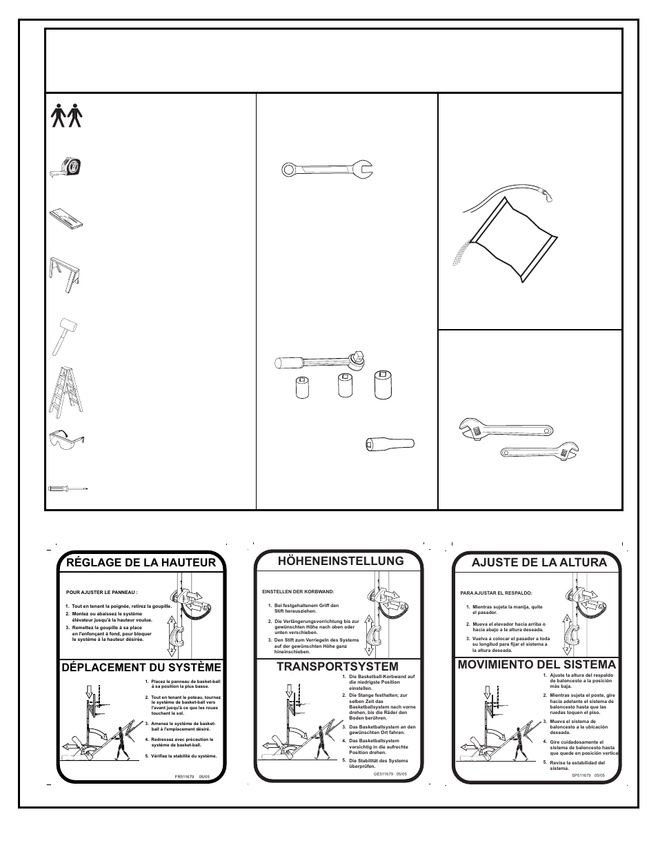 Sand, Transportsystem, Höheneinstellung | Movimiento del sistema, Ajuste de la altura, Déplacement du système réglage de la hauteur, 360 lb.) | Huffy M6011141 User Manual | Page 28 / 56