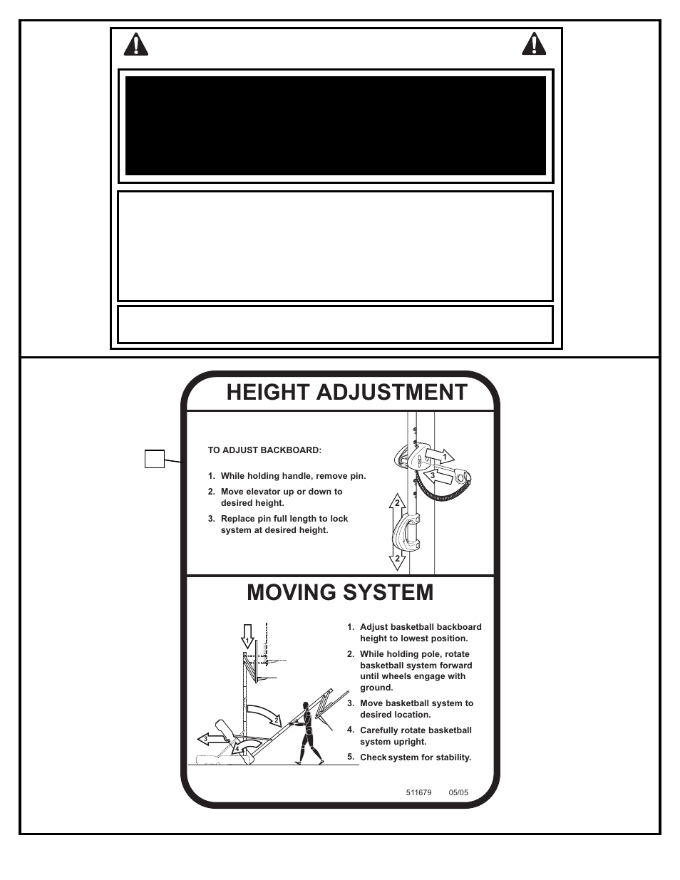 Safety instructions, Moving system, Height adjustment | Huffy M6011141 User Manual | Page 3 / 56