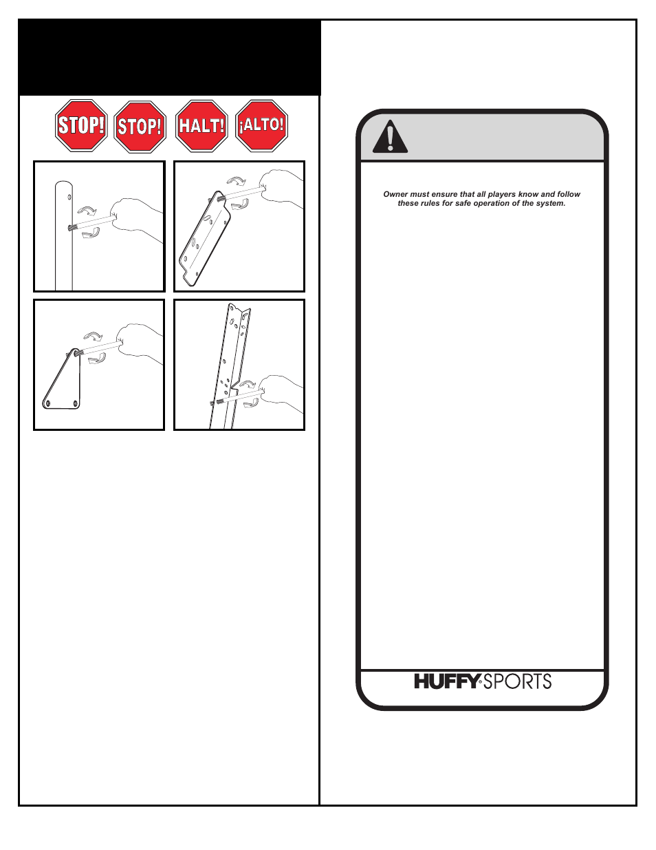 Warning, Stop, Halt | Alto! alto | Huffy MA188 User Manual | Page 4 / 34