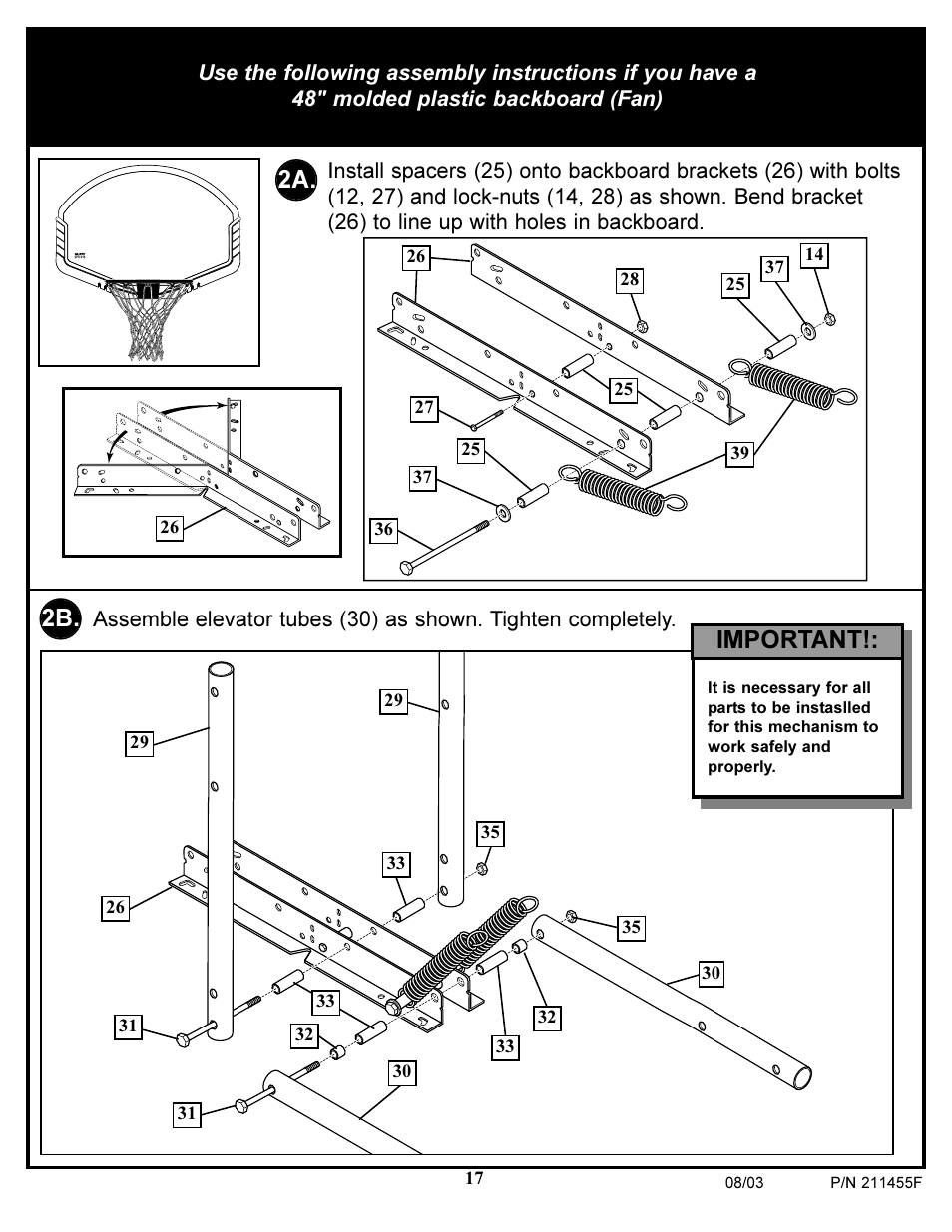 2a. 2b, Important | Huffy DC910 User Manual | Page 17 / 28