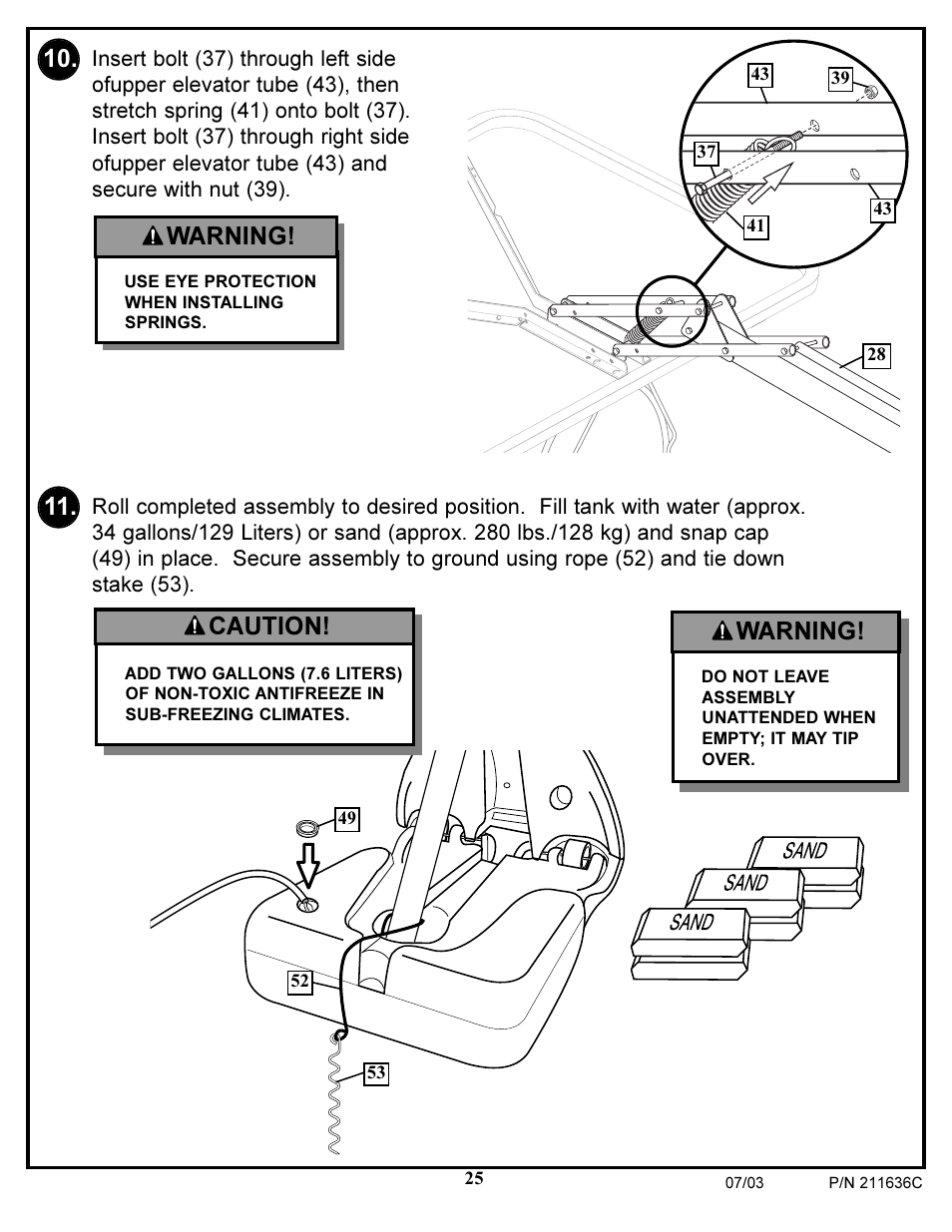 Caution, Warning, Ballast | Huffy VP8100 User Manual | Page 25 / 26