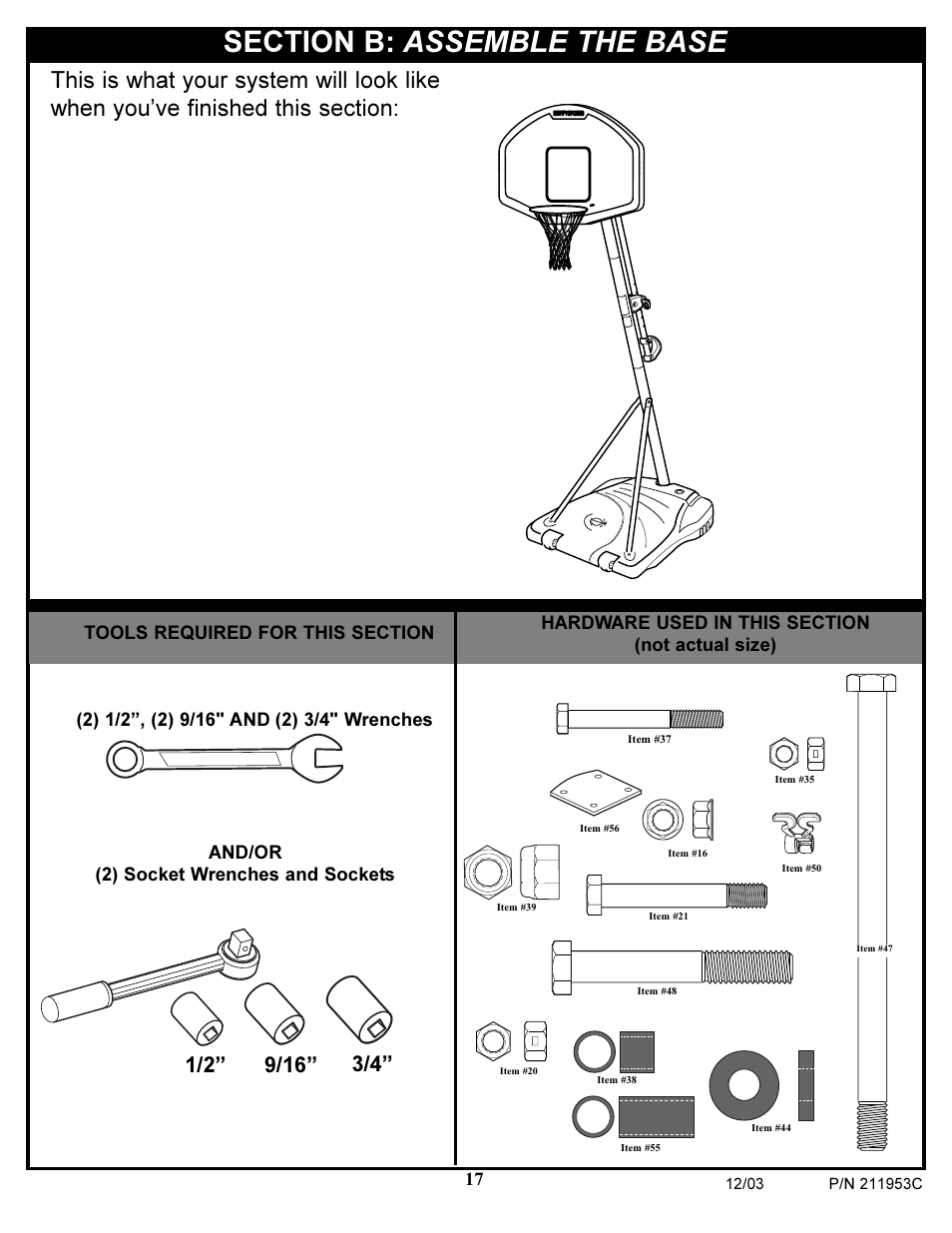 And/or (2) socket wrenches and sockets | Huffy 211953C User Manual | Page 17 / 25