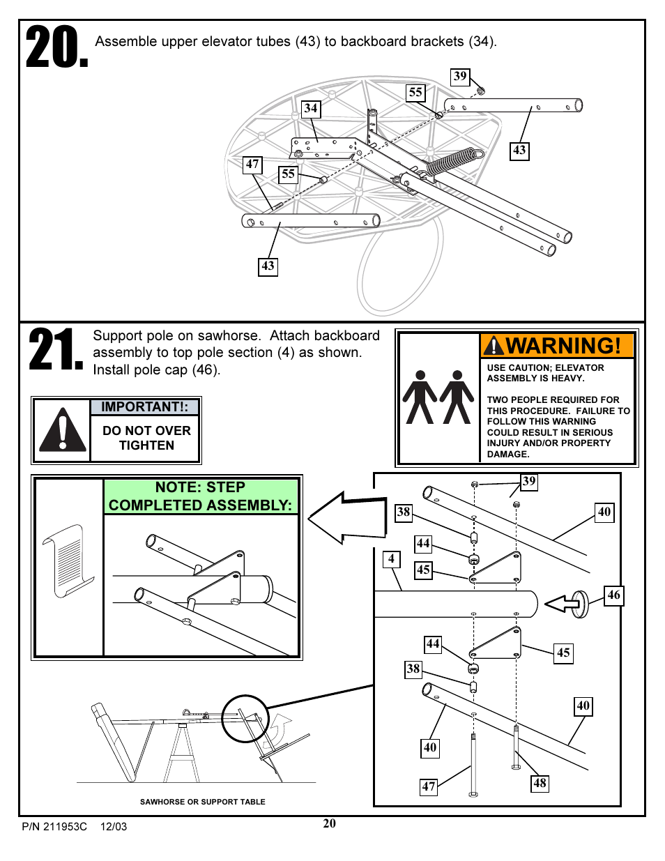 Warning | Huffy 211953C User Manual | Page 20 / 25