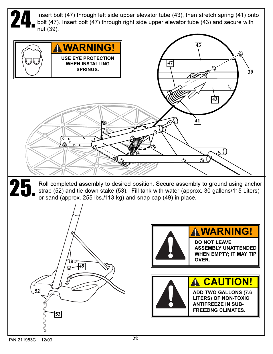 Warning, Caution | Huffy 211953C User Manual | Page 22 / 25