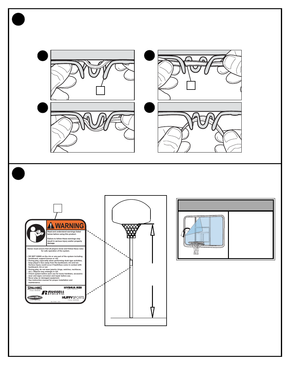 Warning, Install net (14) | Huffy M790054 User Manual | Page 17 / 45