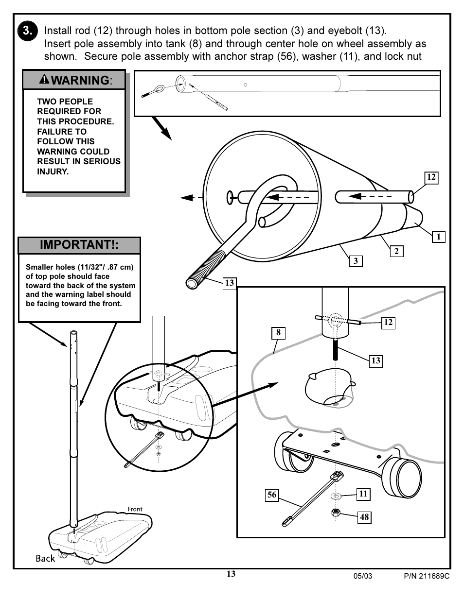 Warning, Important | Huffy DH9300 User Manual | Page 13 / 35