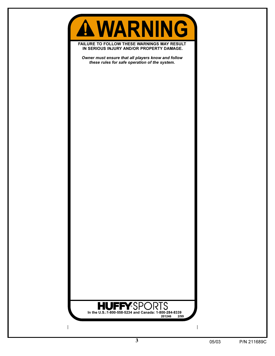 Warning | Huffy DH9300 User Manual | Page 3 / 35