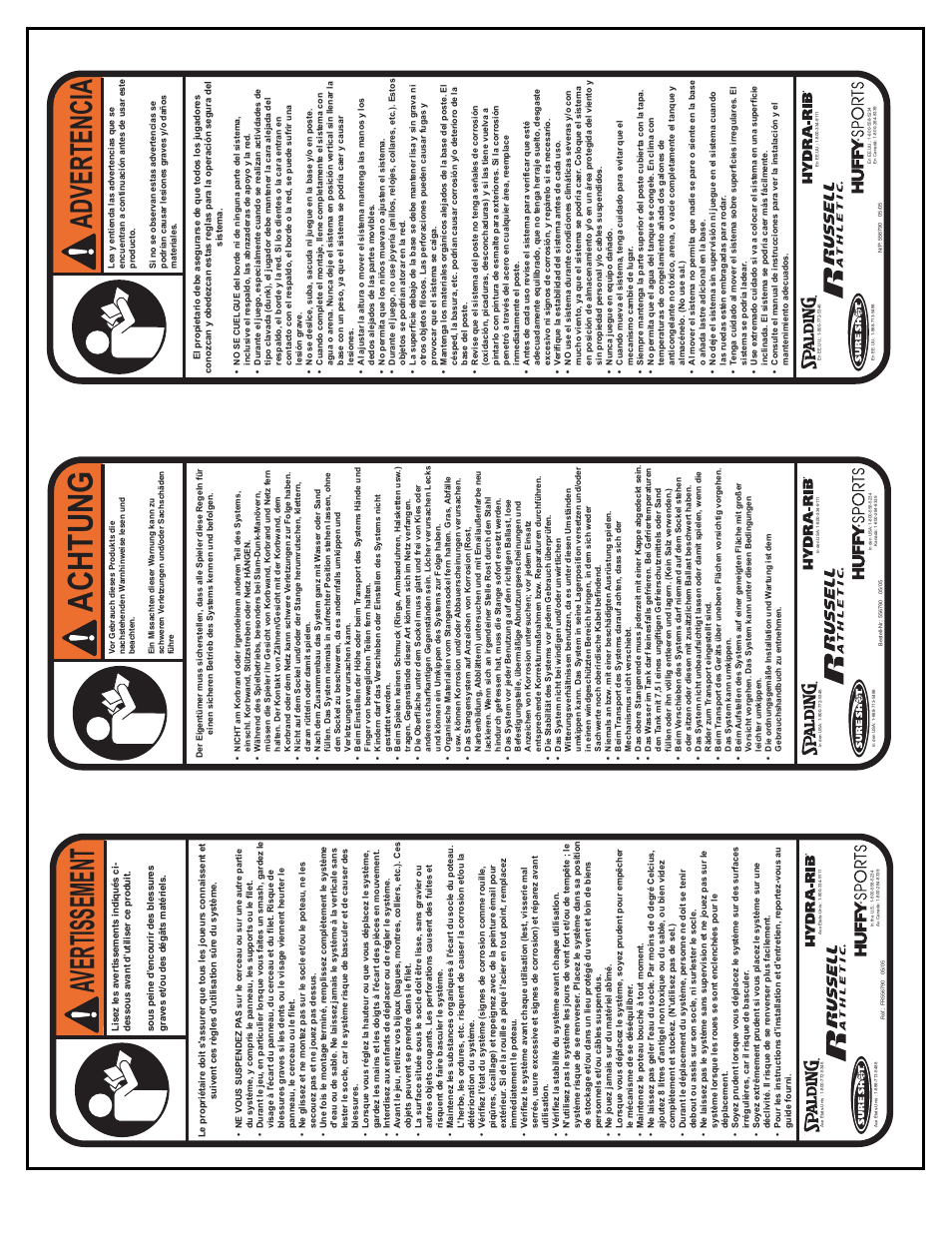 Achtung, Avertissement, Advertencia | Huffy KD-S33 User Manual | Page 18 / 35