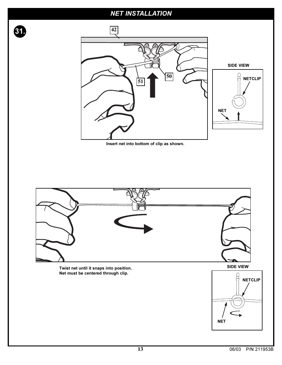 Net installation | Huffy 111-500 User Manual | Page 13 / 13