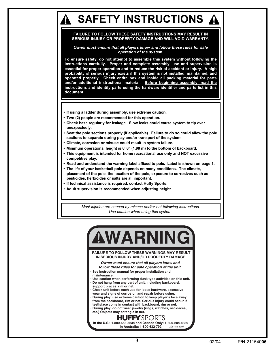 Warning, Safety instructions | Huffy 21154006 User Manual | Page 3 / 18