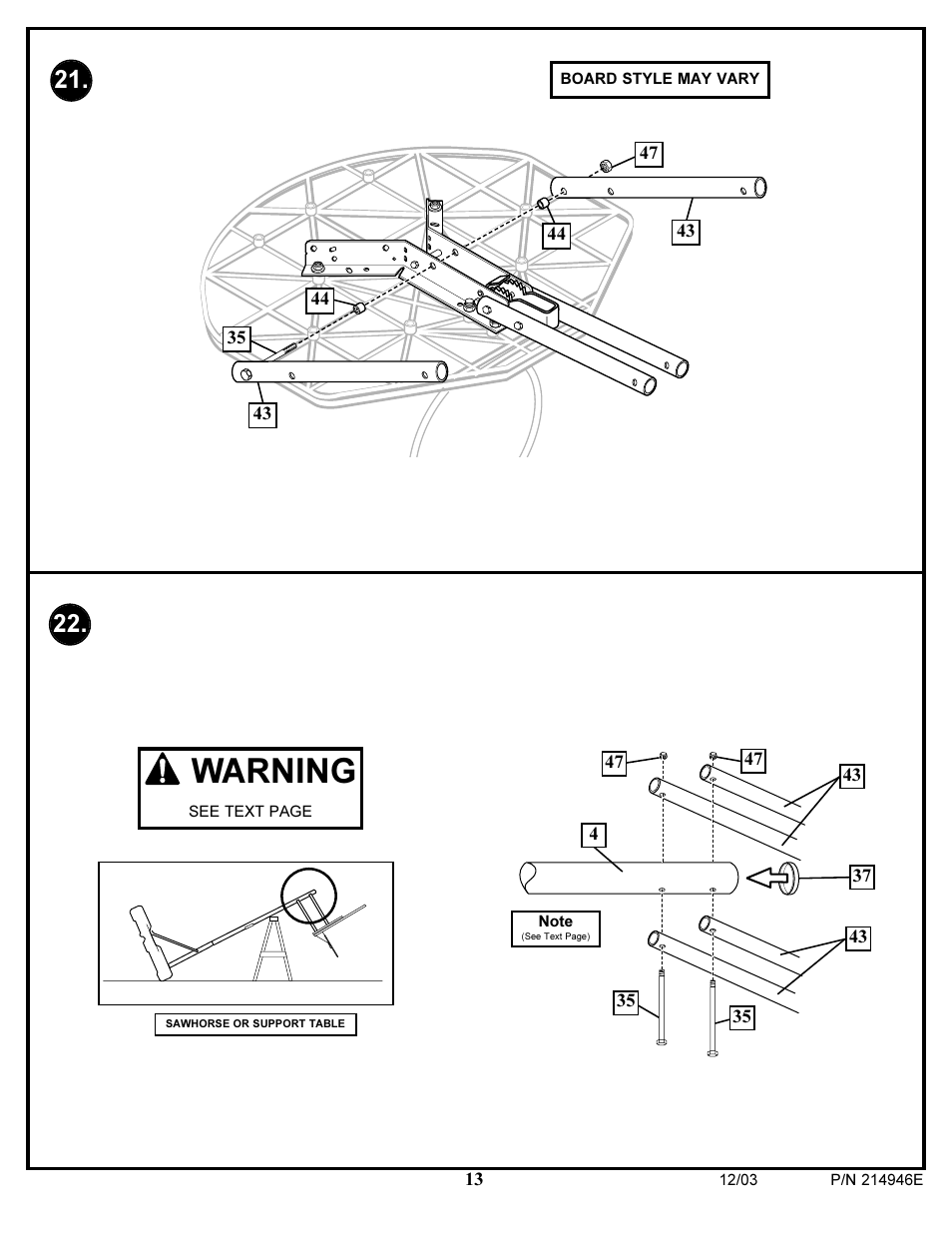 Warning | Huffy AWLH4030 User Manual | Page 13 / 25
