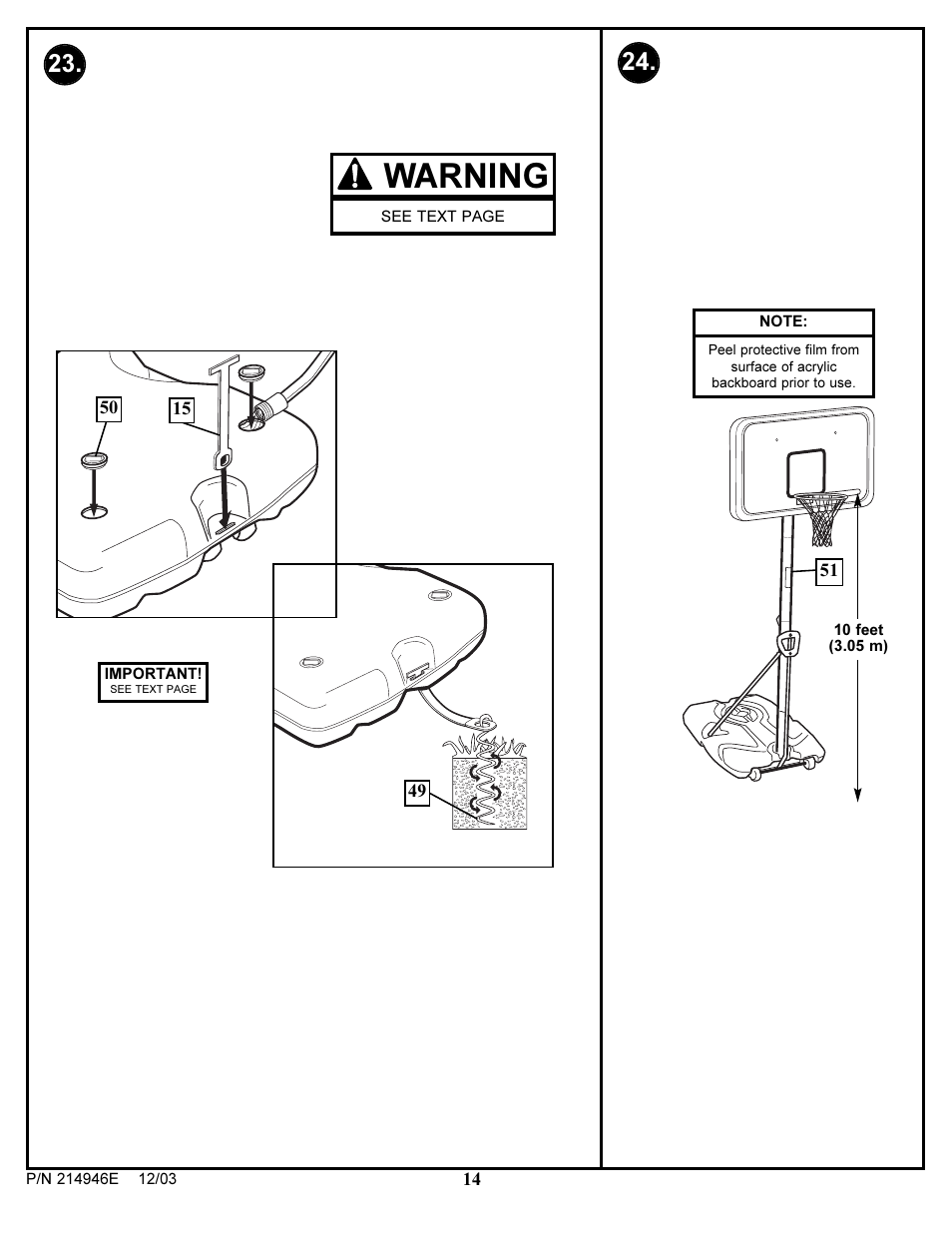 Warning | Huffy AWLH4030 User Manual | Page 14 / 25