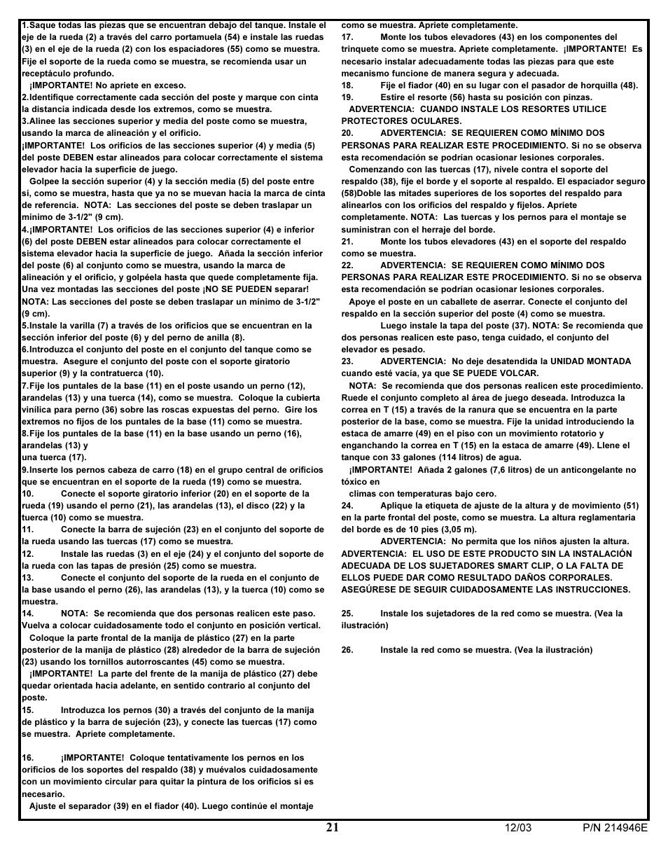 Huffy AWLH4030 User Manual | Page 21 / 25