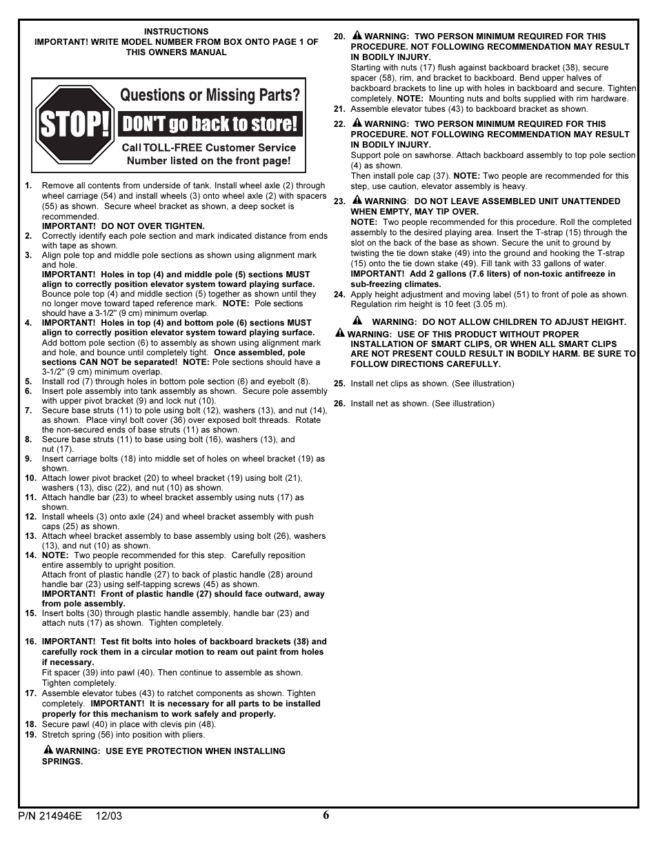 Huffy AWLH4030 User Manual | Page 6 / 25