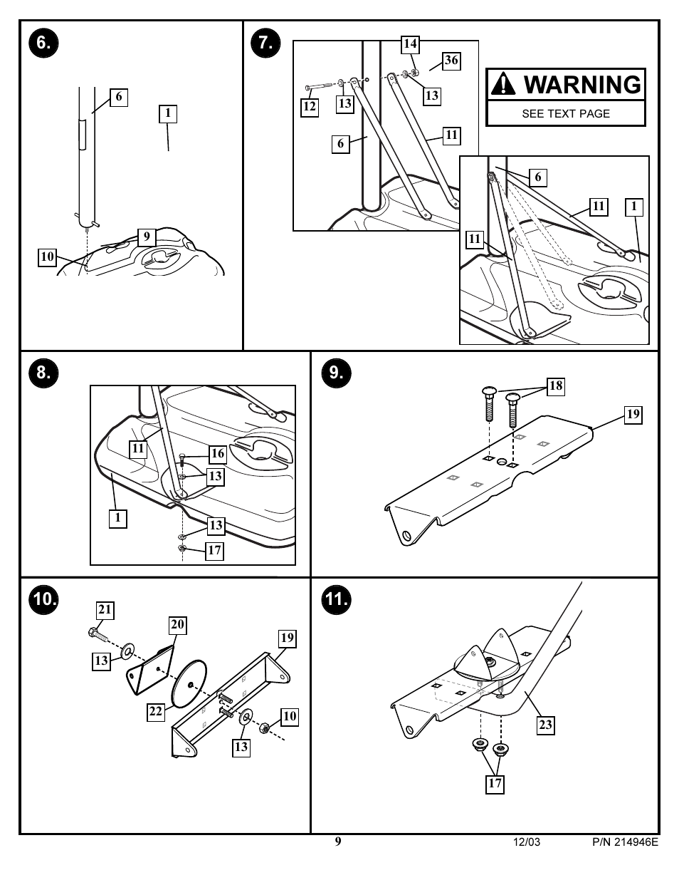 Warning | Huffy AWLH4030 User Manual | Page 9 / 25