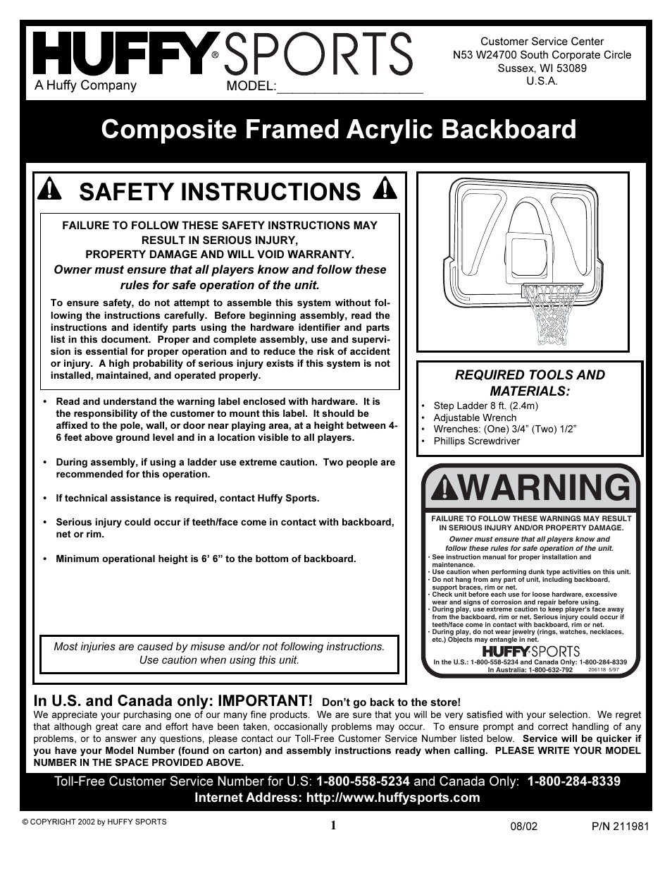 Huffy 2002 User Manual | 6 pages