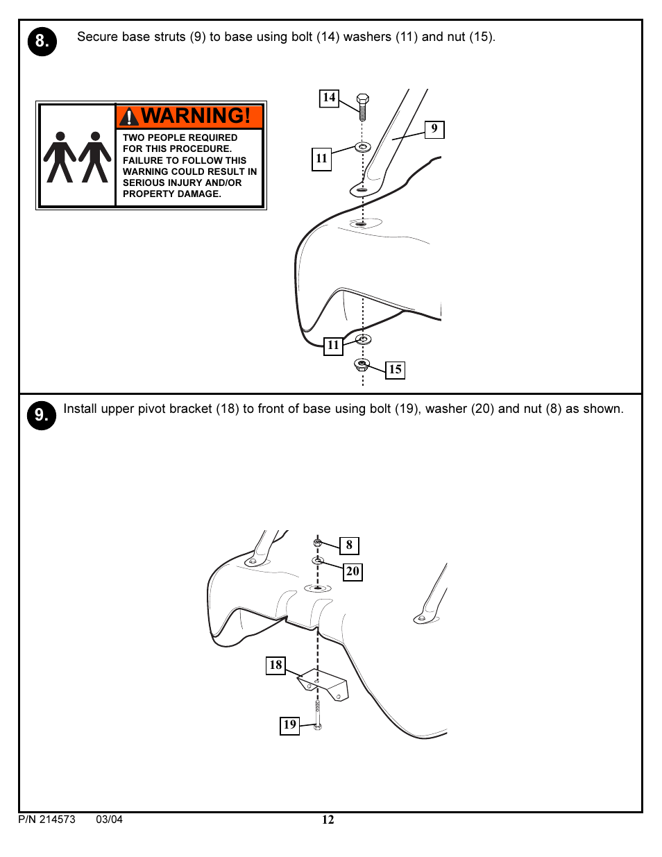 Warning | Huffy 2145731 User Manual | Page 12 / 34