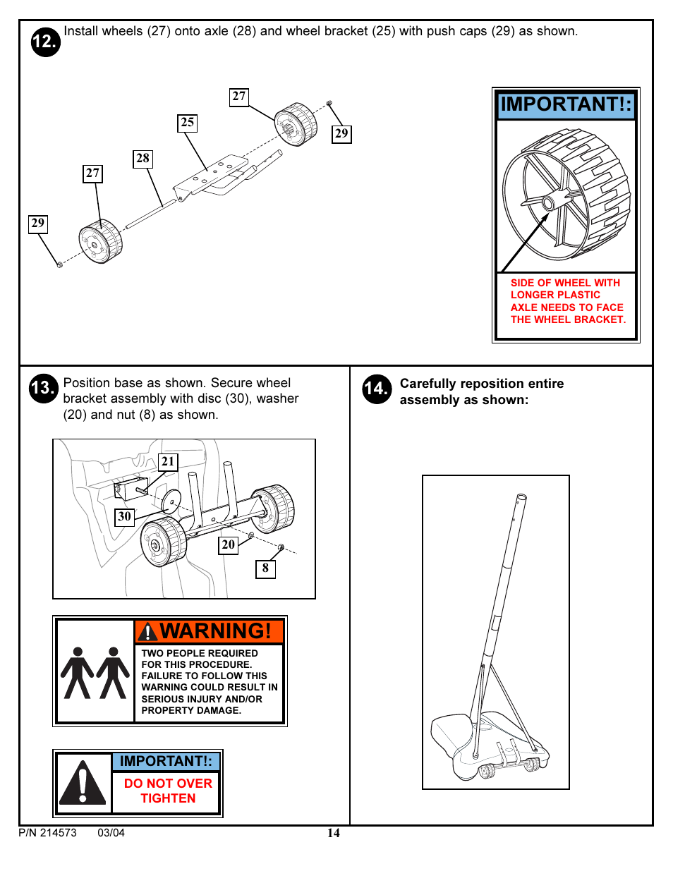 Warning, Important | Huffy 2145731 User Manual | Page 14 / 34