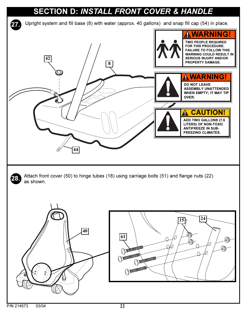 Warning, Caution | Huffy 2145731 User Manual | Page 22 / 34