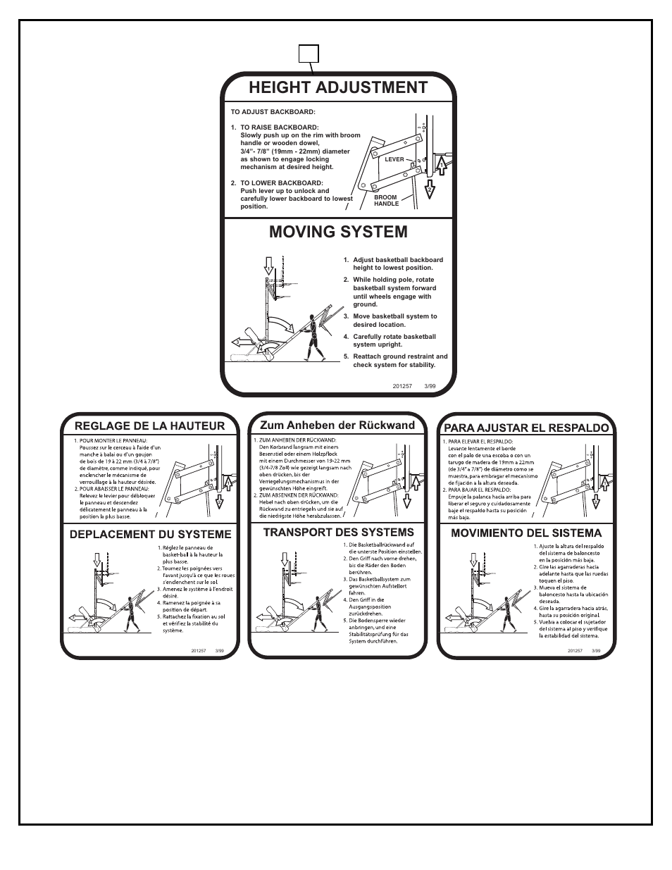 Moving system, Height adjustment | Huffy M730164 User Manual | Page 8 / 30