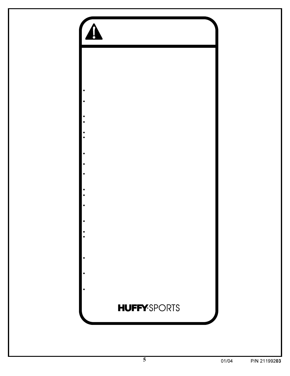 Warning | Huffy WI53089 User Manual | Page 5 / 16