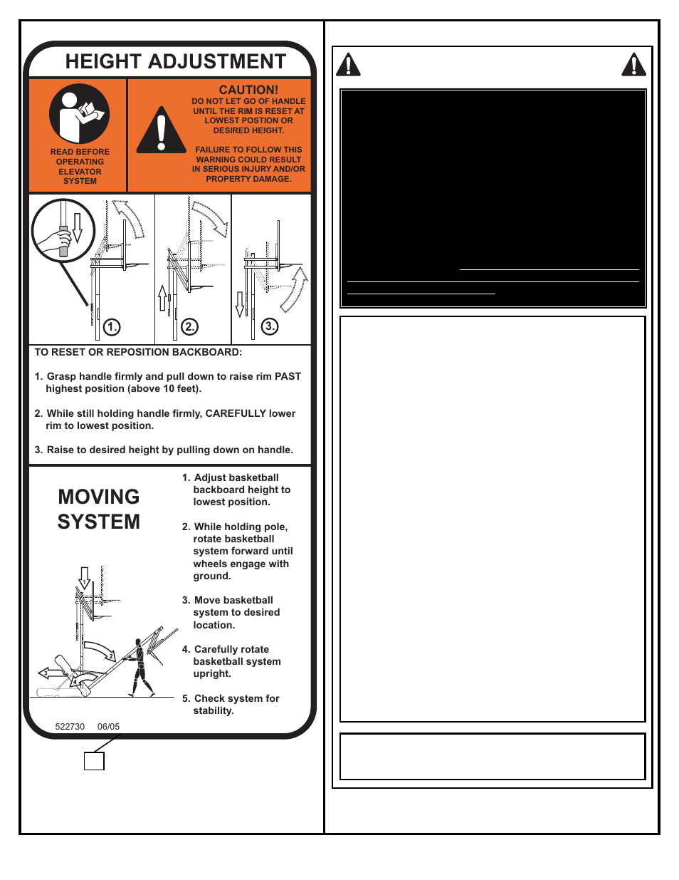 Safety instructions, Moving system height adjustment | Huffy M732211 User Manual | Page 3 / 22
