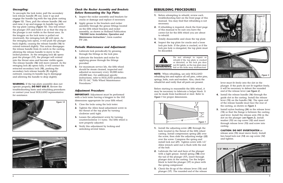 Rebuilding procedures warning | Holland XL-FW247-01 User Manual | Page 3 / 5