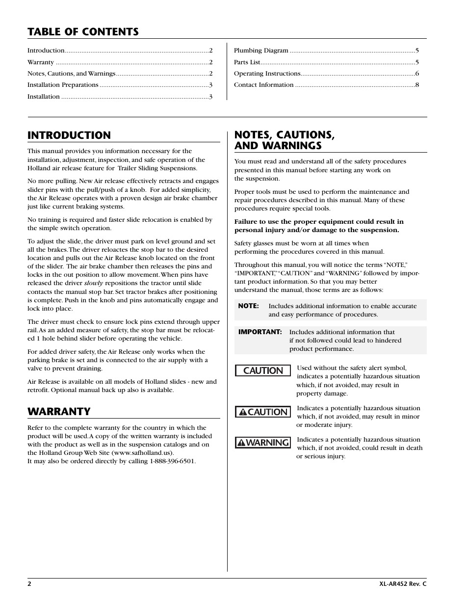 Holland XL-AR452 User Manual | Page 2 / 8