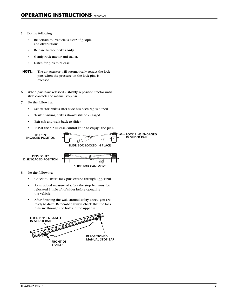 Operating instructions | Holland XL-AR452 User Manual | Page 7 / 8