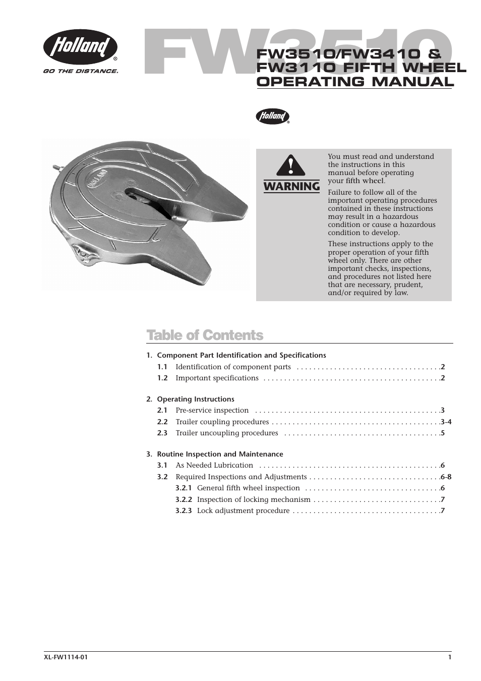 Holland FW3110 User Manual | 8 pages