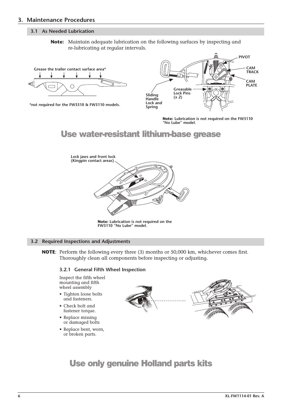 Maintenance procedures | Holland FW3110 User Manual | Page 6 / 8