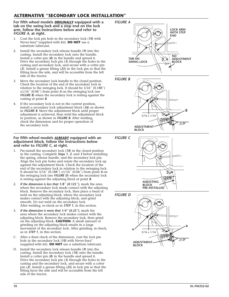 Alternative “secondary lock installation | Holland Hitch XL-FW232-02 User Manual | Page 10 / 12