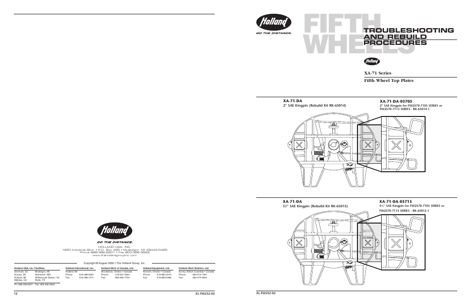 Holland Hitch XA-71-DA User Manual | 6 pages